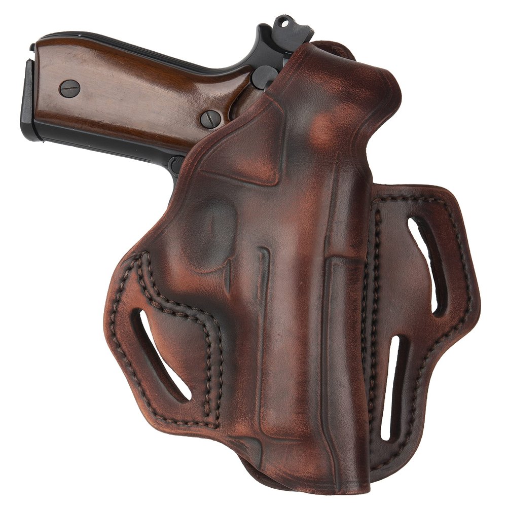 1791 - Beretta 92fs Thumb Break Holster - Right Handed OWB Leather Gun Holster - Fits Beretta 92FS, 90TWO, M9 / CZ 75,75b P07, P10, SP-01, P09 (Vintage Brown)