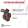 1791 - Beretta 92fs Thumb Break Holster - Right Handed OWB Leather Gun Holster - Fits Beretta 92FS, 90TWO, M9 / CZ 75,75b P07, P10, SP-01, P09 (Vintage Brown) view 3
