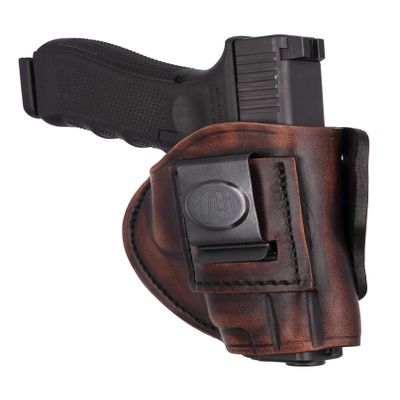 1791 GunLeather 4-Way G19 Holster - OWB and IWB CCW Leather Gun Holster - Right Handed - Fits G19, Beretta 92FS, Springfield XD9 & XD40, G17, 20, 21, 25, 31, 32, 38
