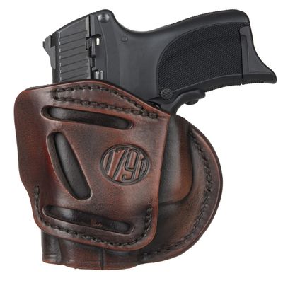 1791 GunLeather 4-Way XDS Holster - OWB and IWB CCW Leather Gun Holster - Right Handed - Fits Springfield XDS, S&W MP9 Shield, Ruger SR9c, LC9, SR40 and Walther PPS (Size 3)