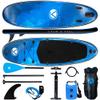 Inflatable Paddle Board SUP by Crew & Axel - 10FT 33" Wide (6.2 Thick) Stand up Paddleboard Set W/Backpack, 3 Fins, Floating Paddle, Light Weight (17lb), Drybag, Camera Mount, Rings Seat Blue view 1