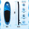 Inflatable Paddle Board SUP by Crew & Axel - 10FT 33" Wide (6.2 Thick) Stand up Paddleboard Set W/Backpack, 3 Fins, Floating Paddle, Light Weight (17lb), Drybag, Camera Mount, Rings Seat Blue view 3