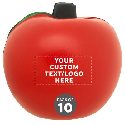 DISCOUNT PROMOS Custom Apple Shaped Squeeze Balls Set of 10, Pesonalized Bulk Pack - Perfect for Promotional Giveaways - Apple