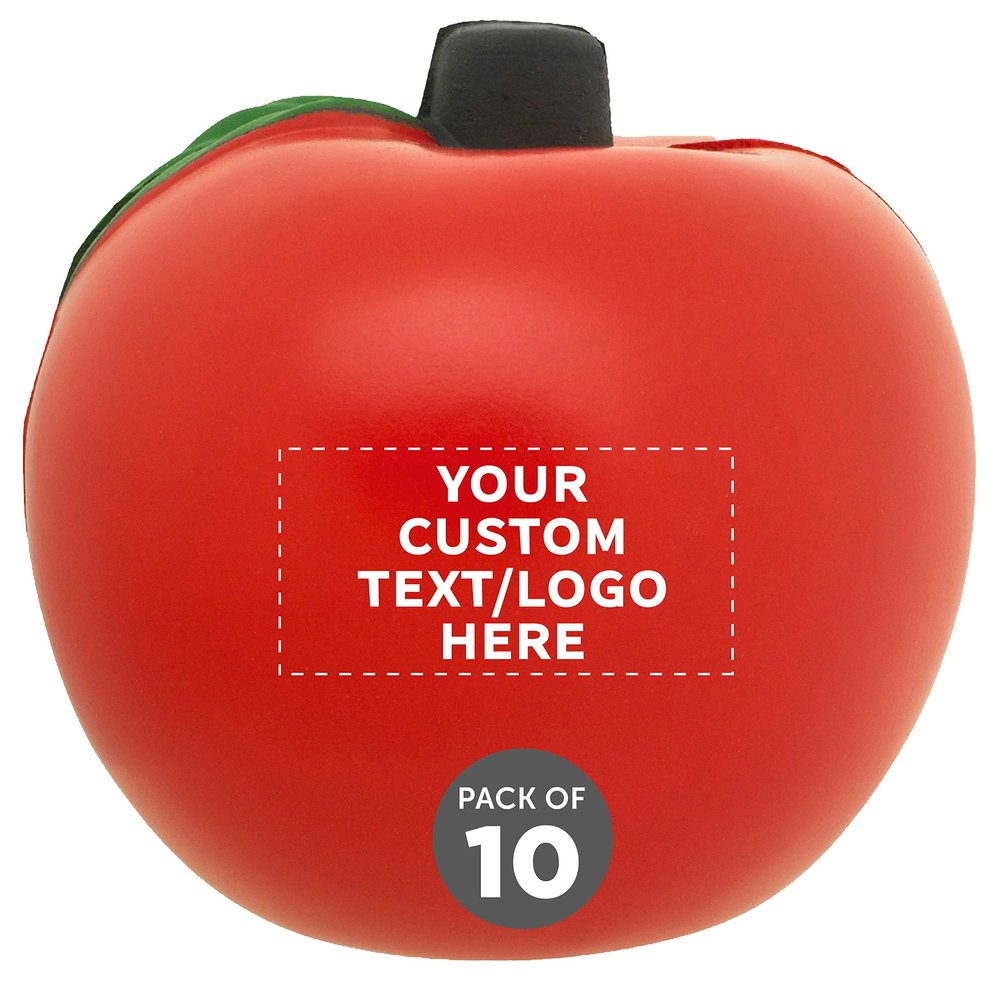 DISCOUNT PROMOS Custom Apple Shaped Squeeze Balls Set of 10, Pesonalized Bulk Pack - Perfect for Promotional Giveaways - Apple