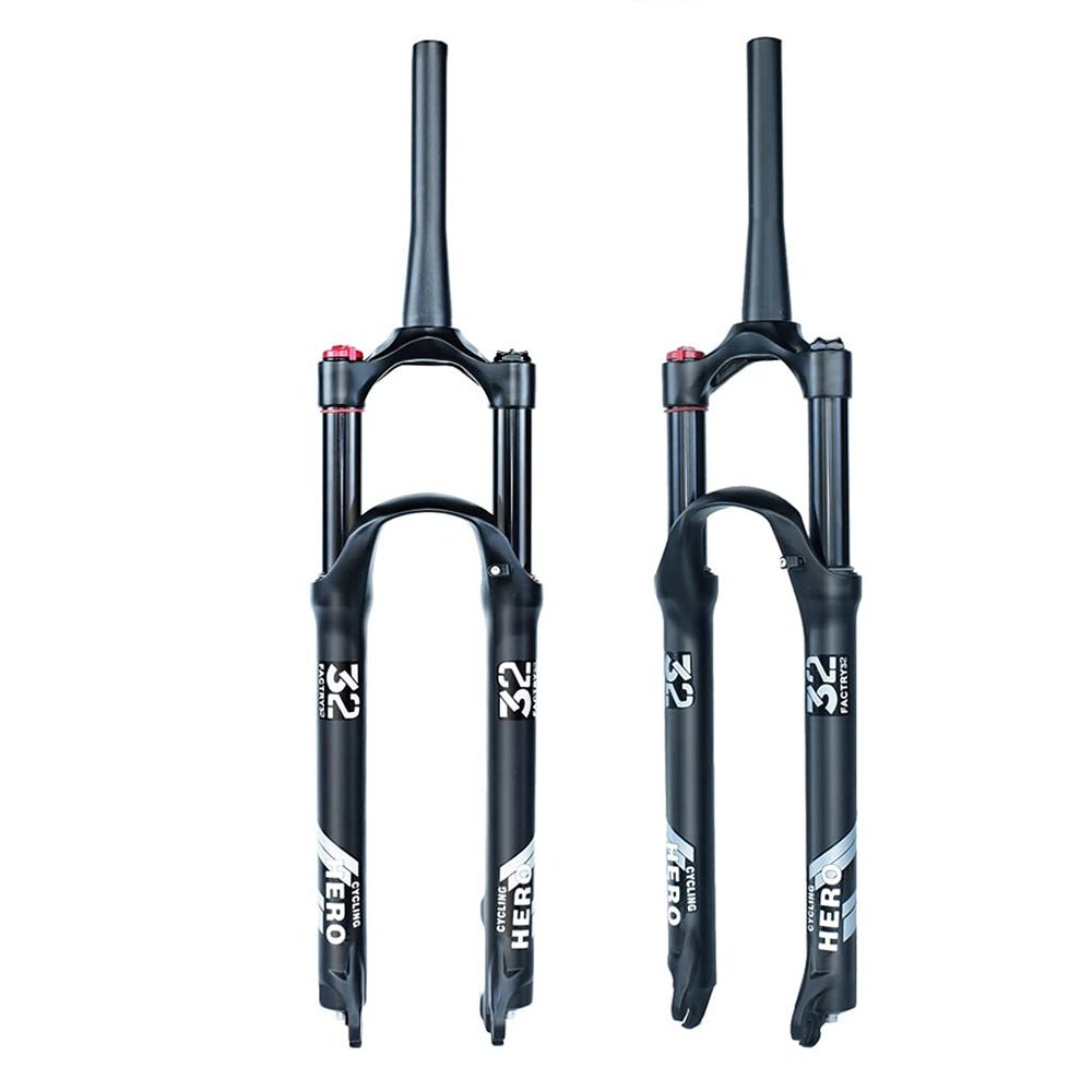 Jejy Mountain Bike Air Forks Shock Absorber Magnesium Alloy Ultralight Front Fork Travel 120mm Threadless Steerer Pressure Suspension MTB Accessories Matte Black Manual Lockout/Remote