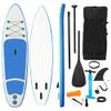 Inflatable Stand Up Paddle Board Durable SUP Accessories, Carry Bag, Fin, Wide Stance by Amebee for Paddling, Non-Slip Deck Surf Control Yoga Board Youth, Adult Standing Boat (White Blue 10ft Long) view 1