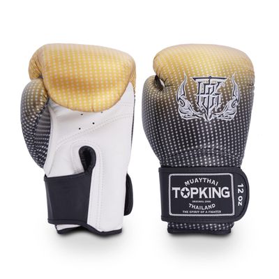 Top King Super Star Breathable Leather Gloves Muay Thai Boxing Gloves for Training or Sparring - Gold,12oz