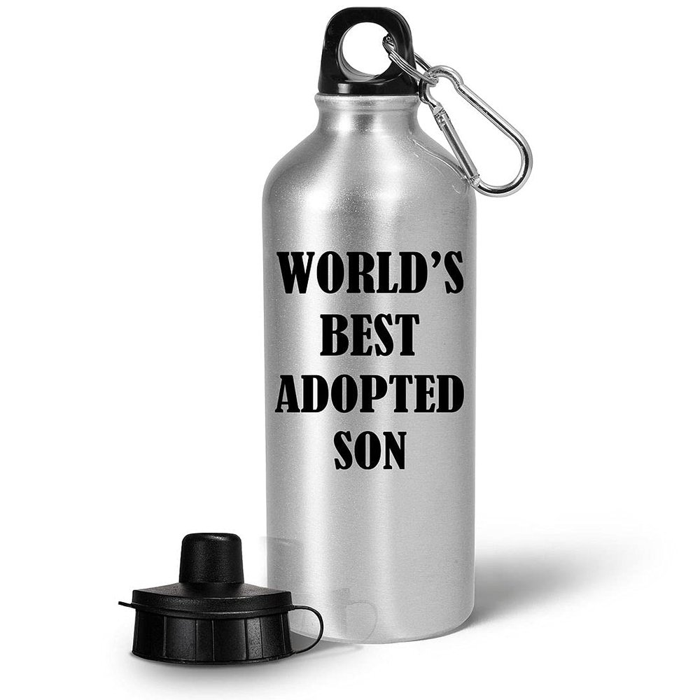 Art by Chelsydale Gag Gifts Idea for Adopted Son Water Bottle Tumbler 20oz Portable Drinkware - Family Reunion Birthday from Adoptive Parent Mom Dad Funny Cute Recognition Award Reward - WorldsBest
