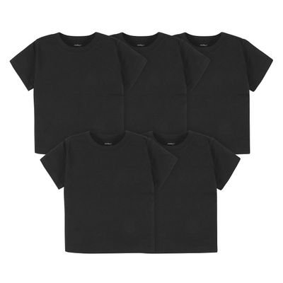 Gerber Baby Toddler 5-Pack Solid Short Sleeve T-Shirts Jersey 160 GSM, Black, 12 Months