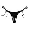 Women Bikini Bottom Side Tie heart-shaped Hollow Thong Bathing Swimsuit Beach Swimwear Brazilian Cheeky Swim Trunks Black view 3