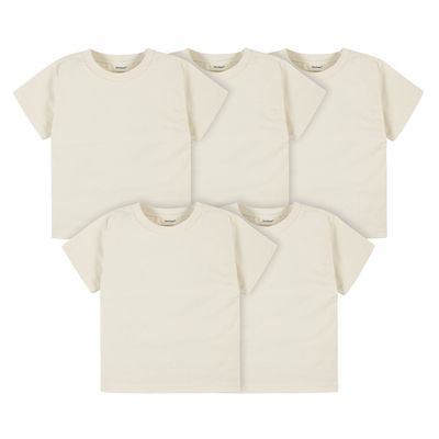 Gerber Baby Toddler 5-Pack Solid Short Sleeve T-Shirts Jersey 160 GSM, Natural, 4T