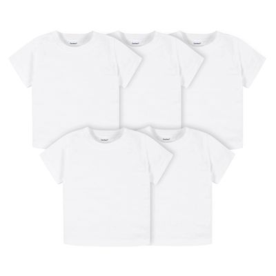 Gerber Unisex Baby Toddler 5-Pack Solid Short Sleeve T-Shirts Jersey 160 GSM Shirt, White, 5T US