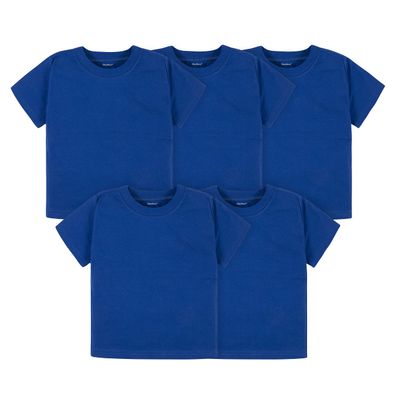 Gerber Baby Toddler 5-Pack Solid Short Sleeve T-Shirts Jersey 160 GSM, Royal, 12 Months