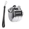 ZRAMO Metal Hand 4-Digit Tally Clicker Counter, Palm Clicker Digital Handheld Pitch Click Counter Number Count for Row, People, Golf, Lap & Knitting, Silver with Nylon Lanyard (1 PCS) view 1