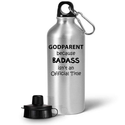 Art by Chelsydale Funny Gag Gifts Idea for Godparent Water Bottle Tumbler 20oz Portable Drinkware - to My God Parent from Godchild Goddaughter Godson Appreciation Cute - Badass Title