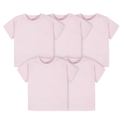 Gerber Baby Toddler 5-Pack Solid Short Sleeve T-Shirts Jersey 160 GSM, Light Pink, 5T