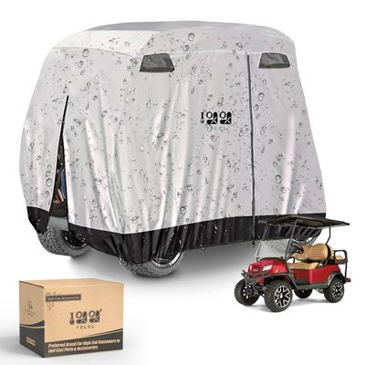 10L0L 4 Passenger Golf Cart Cover Universal for EZGO, Club Car, Yamaha, Rainproof Sunproof Waterproof Dustproof Protection (Silver)