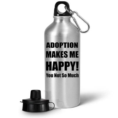 Art by Chelsydale Funny Gifts Idea for Adoptive Parent Water Bottle Tumbler 20oz Portable Drinkware - Parents Day Family Adoption from Adopted Child Daughter Son Cute Gag - Adoption Makes Me Happy