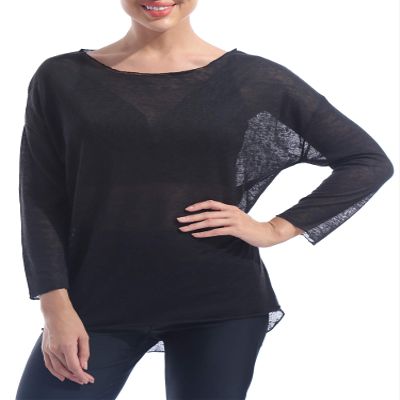 YONGHS Women's Sheer Mesh See Through Workout Shirts Long Sleeve Yoga Gym Ballet Dance Sport Tops Activewear Dancewear Black OneSize