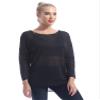 YONGHS Women's Sheer Mesh See Through Workout Shirts Long Sleeve Yoga Gym Ballet Dance Sport Tops Activewear Dancewear Black OneSize view 3