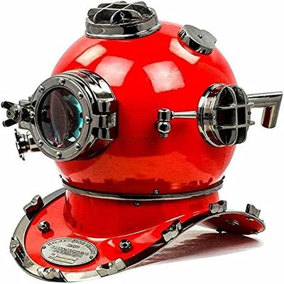 Antique Style Nautical Red Cobalt Premium 18 Inch Ship Snorkeling Scuba Navy Deep Diving Helmet Decorative Gift Item
