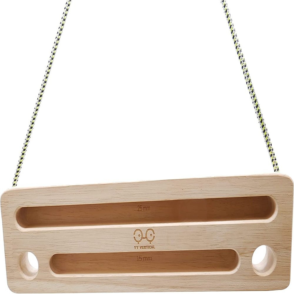 YY Vertical - The Original Travelboard Climbing hangboard in Wood for Rock Climbing, Ideal for Home Training, adapts to Pull up bar, Strengthen Your Fingers