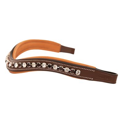 Exion Horse Browband for English Bridle | Curved Shape Padded Equestrian for Show & Dressage | Clear, Burgundy Crystal Browband for Horses