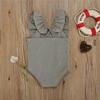 FYBITBO Toddler Baby Girl One Piece Swimsuits and Bathing Suit Ruffle Solid Color Sleeveless Swimwear Beach Clothes (Grey,4-5T,) view 3