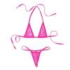 YOOJIA Women's 2 Piece Sexy Extreme Bikini Set Halter Bra Top with G-String Thong Swimwear Rose#Lace One Size view 1
