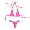 YOOJIA Women's 2 Piece Sexy Extreme Bikini Set Halter Bra Top with G-String Thong Swimwear Rose#Lace One Size view 4