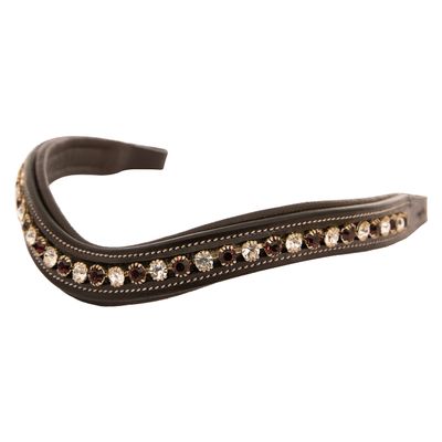 Exion Horse Browband for English Bridle | Curved Shape Padded Equestrian Browband for Show & Dressage | Clear, Burgundy Crystal Browband for Horses
