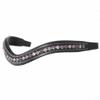 ExionPro Curved Padded Bling Crystal Leather Browband for Horse Bridles | Diamond Decorated Bling English Dressage Browbands | Fuchsia, Light Rose, Tanzanite | Black, Full view 1