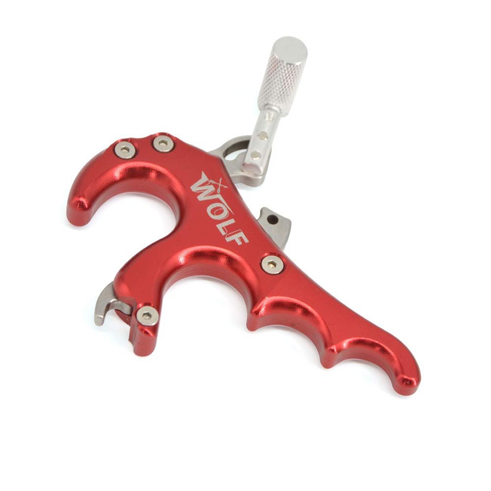 ZSHJGJR Archery Compound Bow Release Aid Thumb Bow Release Trigger 4 Fingers for Compound Bow Accessory (Red)