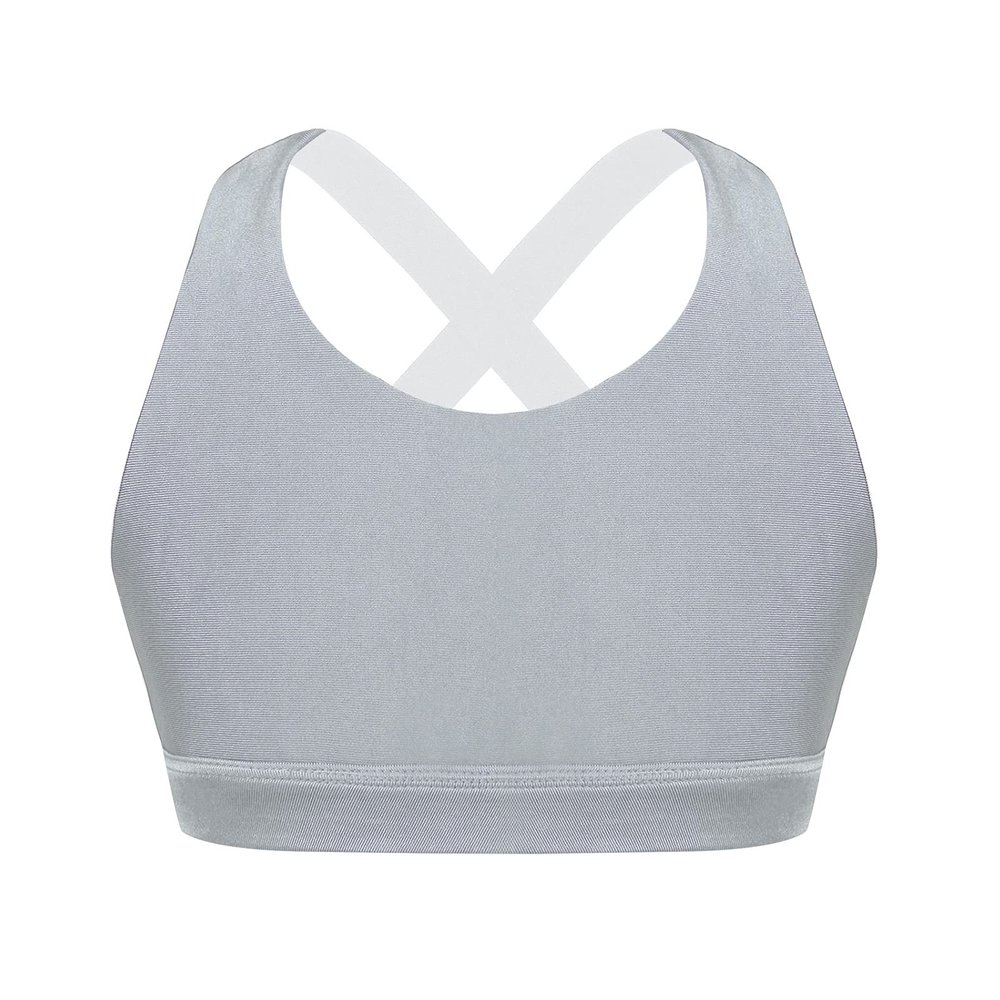 Moggemol Kids Girls Sleeveless Letter Print X Back Crop Top Sports Bra Gymnastics/Dance/Workout Vest Grey 6