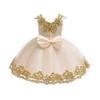 Lace Flower Girls Sequins Bowknot Tutu Dress for Kids Baby Christening Baptism Communion Birthday Party Formal Dress Toddler Princess Pageant Wedding Bridesmaid V-Back Gowns Champagne 10-11 Years view 2