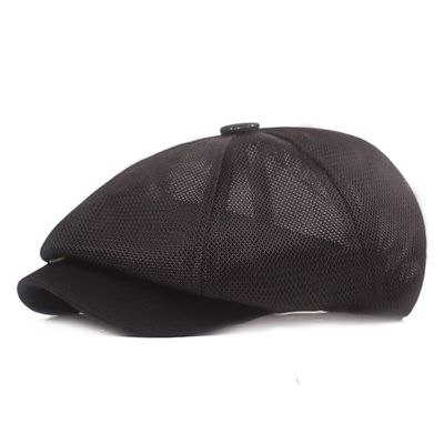 Leucos Ticte Newsboy Beret Ivy Cap Cabbie Flat Cap Men Breathable mesh Summer Hat Black