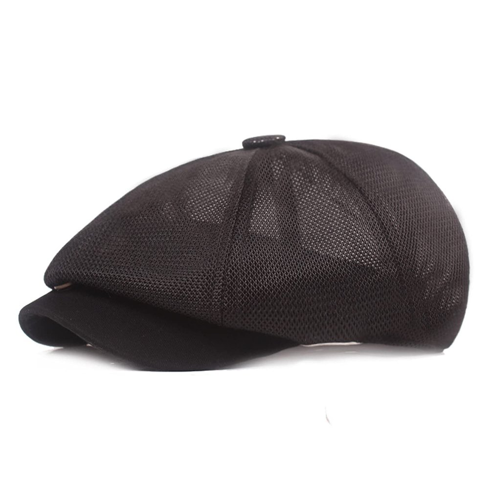 Leucos Ticte Newsboy Beret Ivy Cap Cabbie Flat Cap Men Breathable mesh Summer Hat Black