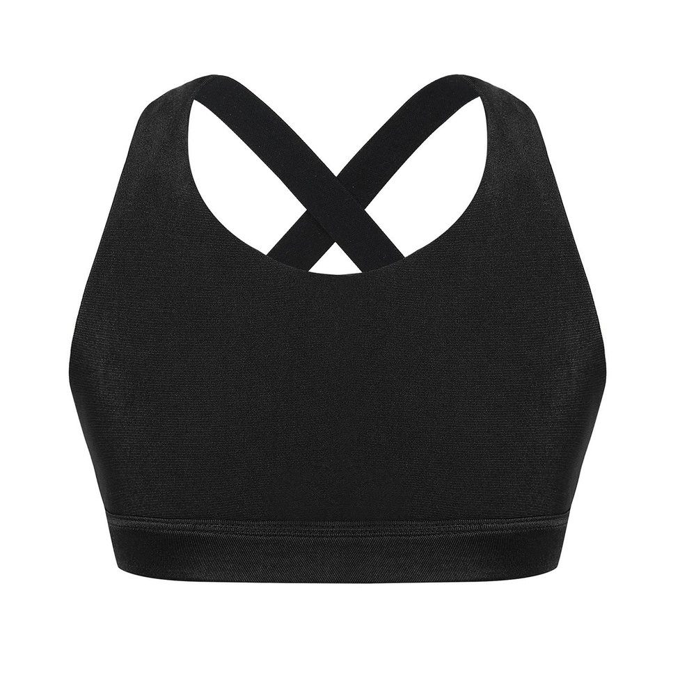 Moggemol Kids Girls Sleeveless Letter Print X Back Crop Top Sports Bra Gymnastics/Dance/Workout Vest Black 4