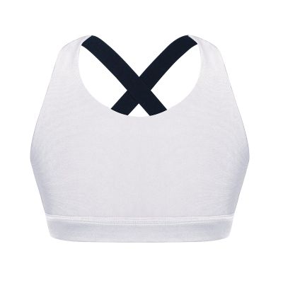 Moggemol Kids Girls Sleeveless Letter Print X Back Crop Top Sports Bra Gymnastics/Dance/Workout Vest White 6