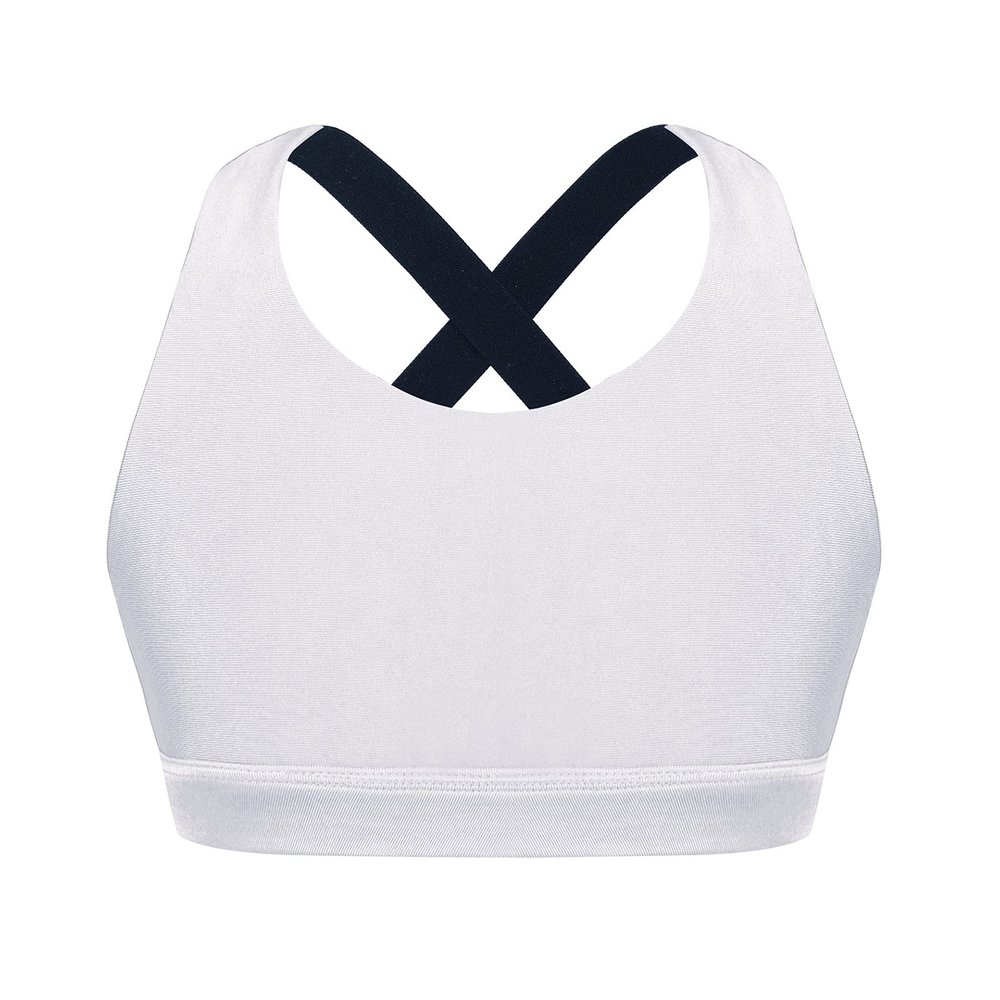 Moggemol Kids Girls Sleeveless Letter Print X Back Crop Top Sports Bra Gymnastics/Dance/Workout Vest White 6