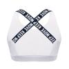 Moggemol Kids Girls Sleeveless Letter Print X Back Crop Top Sports Bra Gymnastics/Dance/Workout Vest White 6 view 2