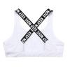 Moggemol Kids Girls Sleeveless Letter Print X Back Crop Top Sports Bra Gymnastics/Dance/Workout Vest White 6 view 4
