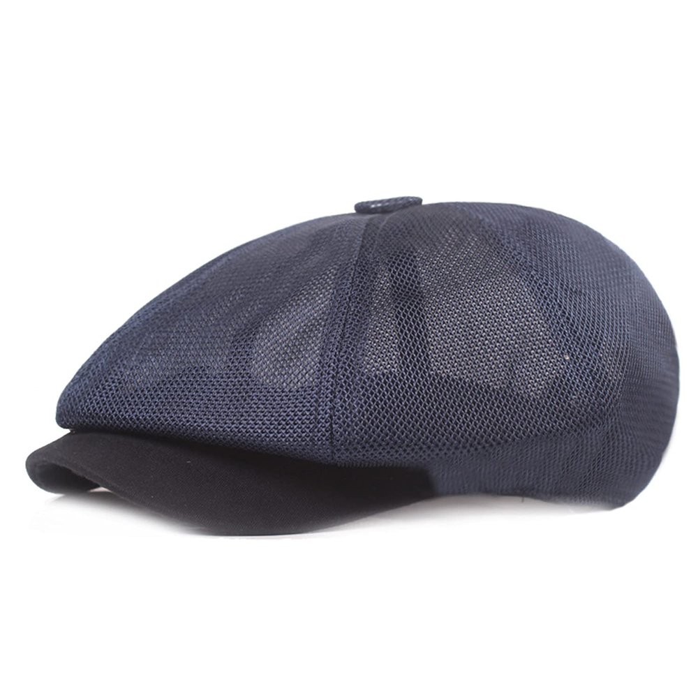 Leucos Ticte Newsboy Beret Ivy Cap Cabbie Flat Cap Men Breathable mesh Summer Hat Navy Blue