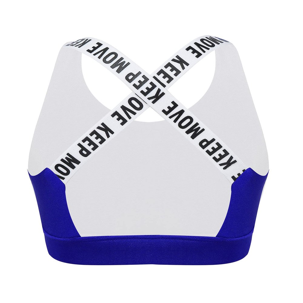 Moily Big Girls Racer Back Padded Sports Bra Gymnastics/Dance.Yoga Athletic Crop Top 2 Pack Underwear X Back Royal Blue 7-8