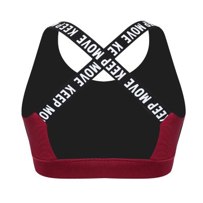 Moily Big Girls Racer Back Padded Sports Bra Gymnastics/Dance.Yoga Athletic Crop Top 2 Pack Underwear X Back Burgundy 5-6