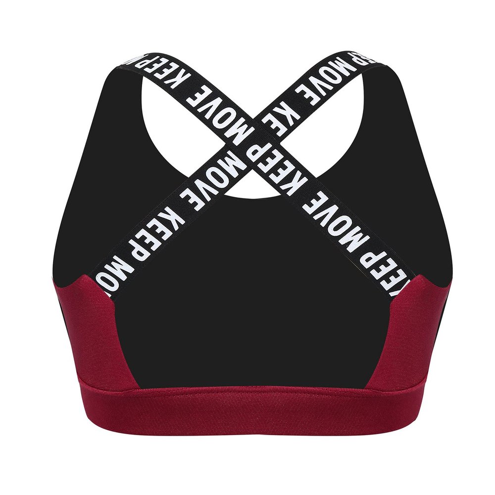 Moily Big Girls Racer Back Padded Sports Bra Gymnastics/Dance.Yoga Athletic Crop Top 2 Pack Underwear X Back Burgundy 5-6