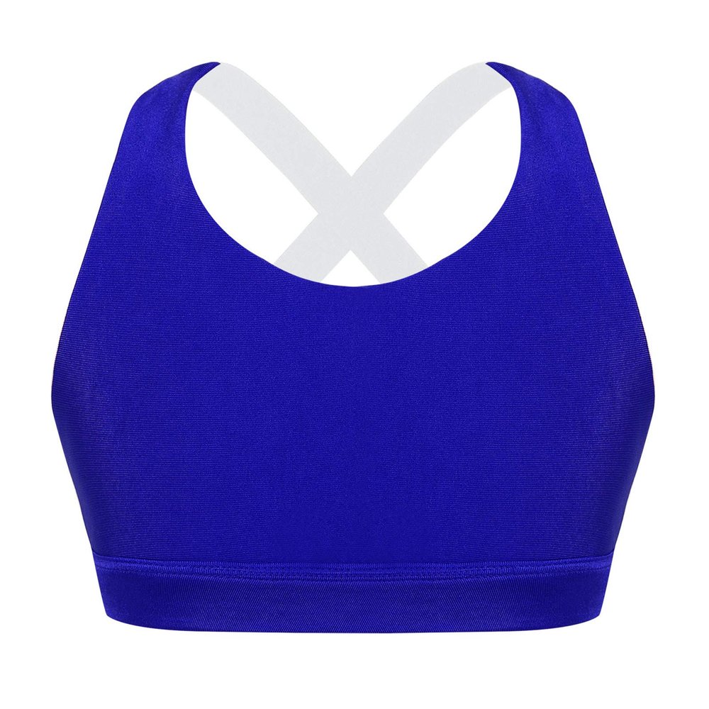 Moggemol Kids Girls Sleeveless Letter Print X Back Crop Top Sports Bra Gymnastics/Dance/Workout Vest Royal Blue 6