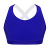 Moggemol Kids Girls Sleeveless Letter Print X Back Crop Top Sports Bra Gymnastics/Dance/Workout Vest Royal Blue 6 view 1