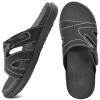 KuaiLu Womens Fashion Orthotic Slides Ladies Lightweight Athletic Yoga Mat Walking Sandals Slip On Thick Cushion Recovery Slippers Sandles Comfortable Plantar Fasciitis Arch Support Black Size 8.5 view 3