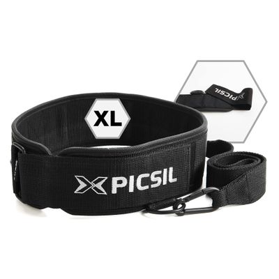 PICSIL Dip Belt, Multifunctional Weighted Belt with Back Handle for Bodybuilding & Cross Training, Pull Up Belt that Provides Exceptional Core & Back Support, Customizable & Patch-Friendly, X-Large